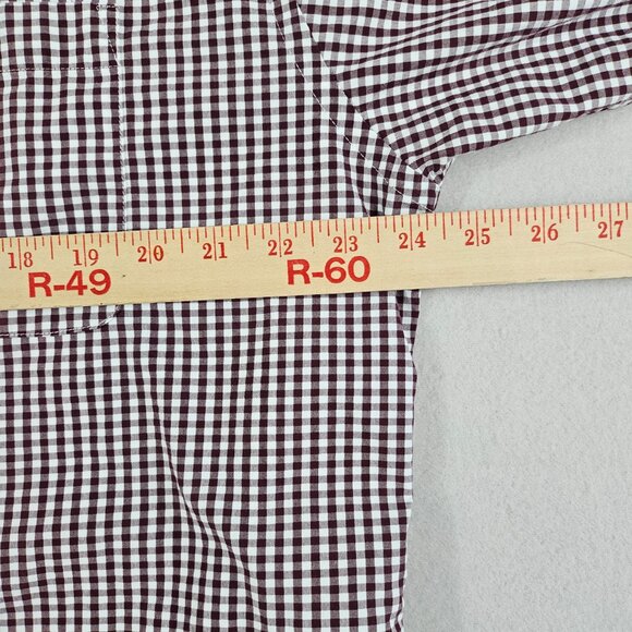 Orvis Shirt Mens XL Maroon Check Long Sleeve Button Up Active Fit 100% Cotton - Picture 4 of 9